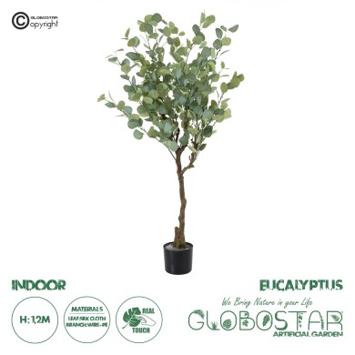 GloboStar® Artificial Garden EUCALYPTUS 20189 Τεχνητό Διακοσμητικό Φυτό Ευκάλυπτος Υ120cm