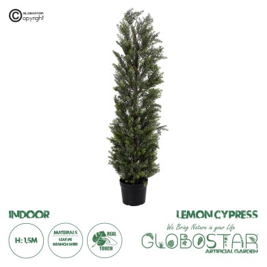 GloboStar® Artificial Garden LEMON CYPRESS 20152 Τεχνητό Διακοσμητικό Φυτό Λεμονόκυπάρισσο Υ150cm