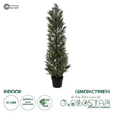 GloboStar® Artificial Garden LEMON CYPRESS 20153 Τεχνητό Διακοσμητικό Φυτό Λεμονόκυπάρισσο Υ180cm