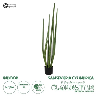 GloboStar® Artificial Garden SANSEVIERIA CYLINDRICA 20210 Τεχνητό Διακοσμητικό Φυτό Σανσεβιέρια Υ120cm