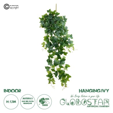 GloboStar® Artificial Garden IVY HANGING BRANCH 20251 Τεχνητό Διακοσμητικό Κρεμαστό Φυτό Κισσός Υ130cm