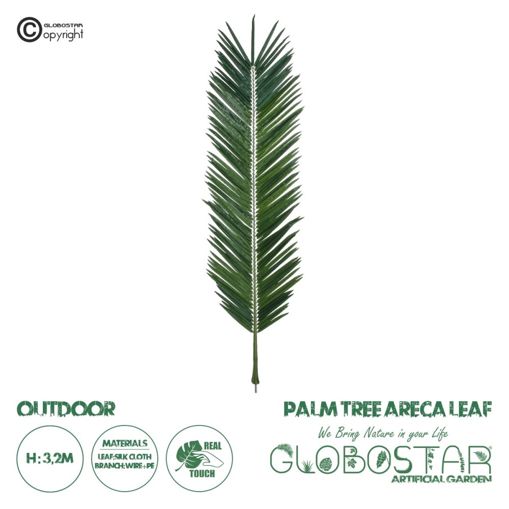 GloboStar® Artificial Garden ARECA PALM LEAF 20183 - Τεχνητό Διακοσμητικό Φύλο Φοινικόδεντρου Αρέκα Π95 x Υ320cm
