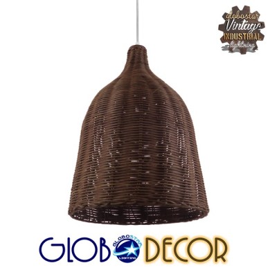 GLOBOSTAR® BAHAMAS 01367 Boho Κρεμαστό Φωτιστικό Οροφής με Ντουί 1 x E27 AC 220-240V IP20 - Καφέ - Μ30 x Π30 x Υ40cm