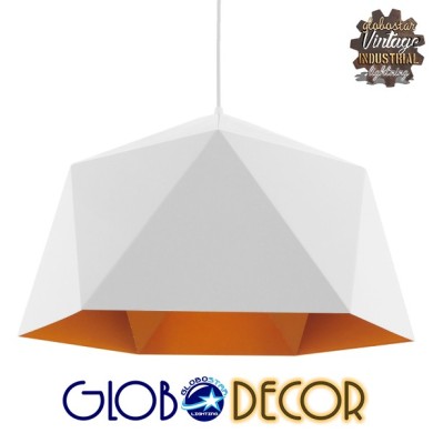 GLOBOSTAR® HEXAGON 01378 Μοντέρνο Κρεμαστό Φωτιστικό Οροφής με Ντουί 1 x E27 AC 220-240V IP20 - Λευκό & Χρυσό - Μ46 x Π46 x Y25cm