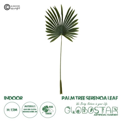 GloboStar® Artificial Garden SERENOA PALM LEAF 20173 Τεχνητό Διακοσμητικό Φύλο Φοινικόδεντρου Σερενόα Βεντάλια Π47 x Υ120cm