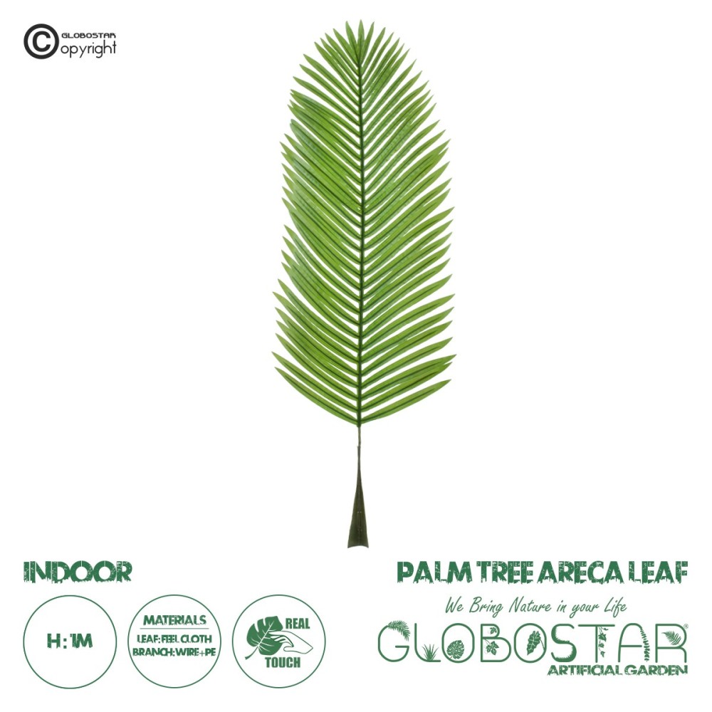 GloboStar® Artificial Garden ARECA PALM LEAF 20175 - Τεχνητό Διακοσμητικό Φύλο Φοινικόδεντρου Αρέκα Π45 x Υ100cm