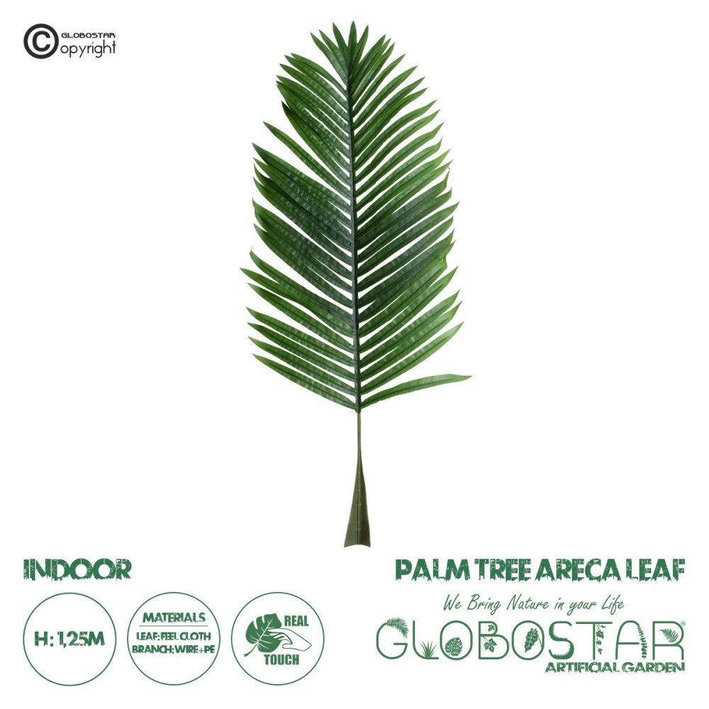 GloboStar® Artificial Garden ARECA PALM LEAF 20176 - Τεχνητό Διακοσμητικό Φύλο Φοινικόδεντρου Αρέκα Π45 x Υ125cm