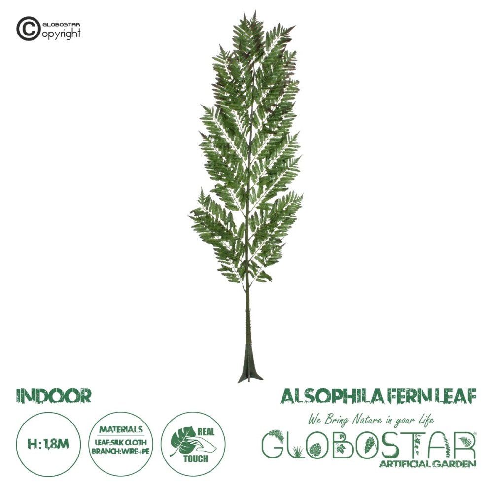 GloboStar® Artificial Garden ALSOPHILA FERN LEAF 20178 Τεχνητό Διακοσμητικό Φύλο Φτέρης Π60 x Υ180cm
