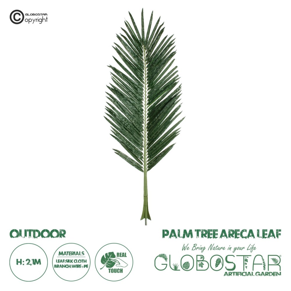 GloboStar® Artificial Garden ARECA PALM LEAF 20180 - Τεχνητό Διακοσμητικό Φύλο Φοινικόδεντρου Αρέκα Π90 x Υ210cm