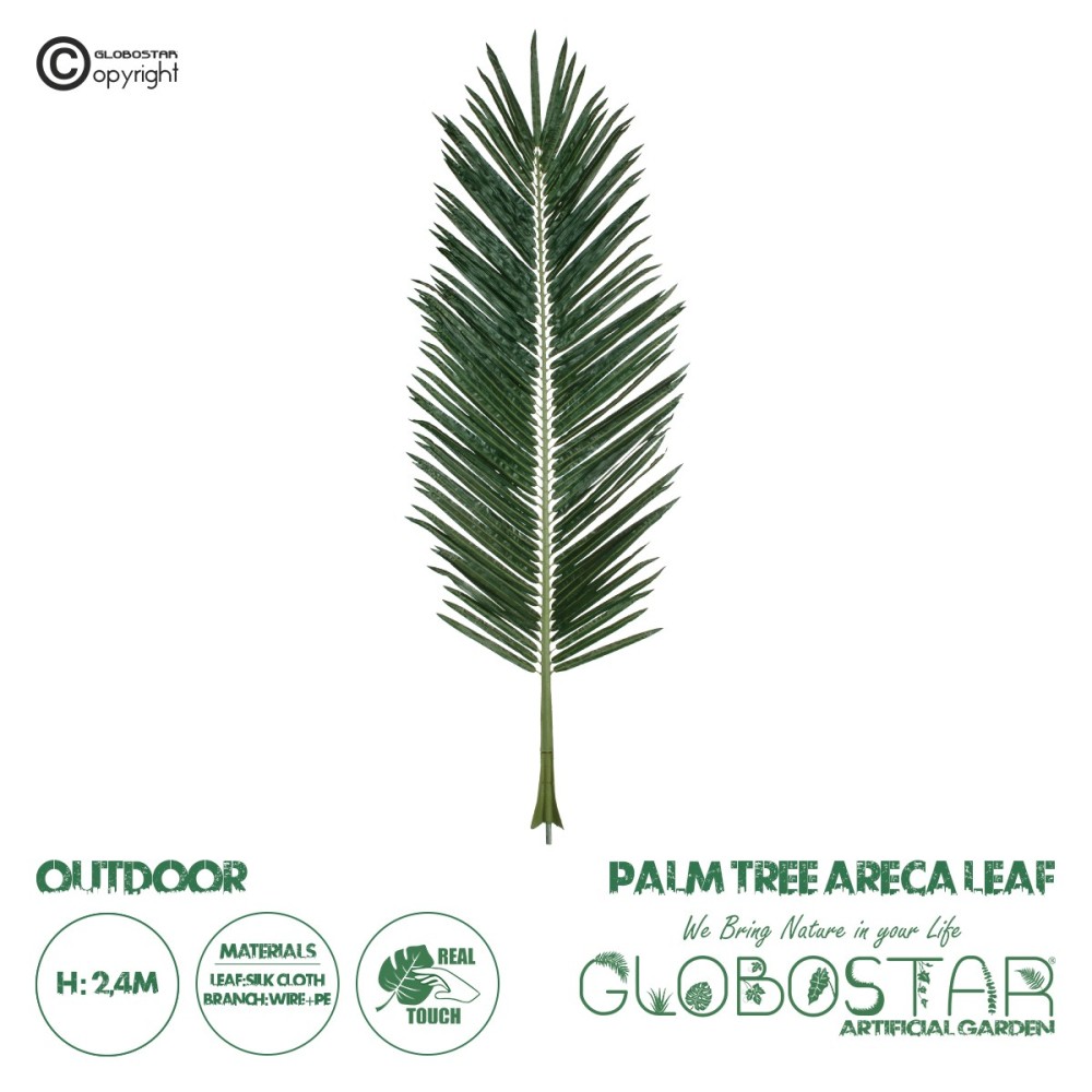 GloboStar® Artificial Garden ARECA PALM LEAF 20181 - Τεχνητό Διακοσμητικό Φύλο Φοινικόδεντρου Αρέκα Π90 x Υ240cm