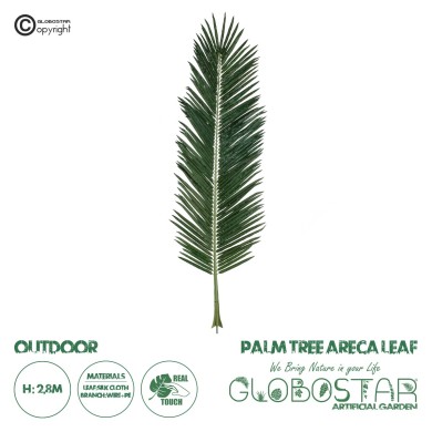 GloboStar® Artificial Garden ARECA PALM LEAF 20182 - Τεχνητό Διακοσμητικό Φύλο Φοινικόδεντρου Αρέκα Π95 x Υ280cm