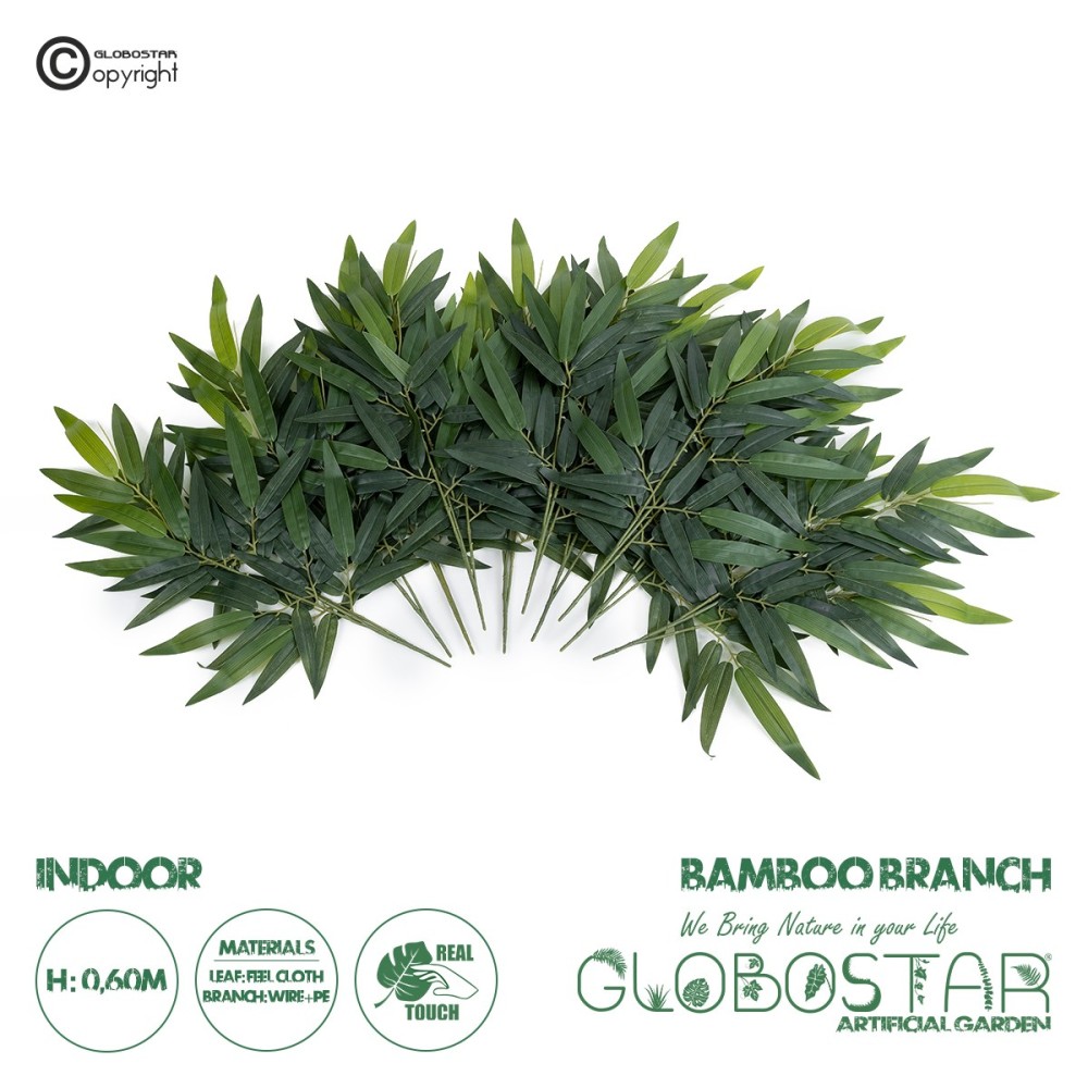 GloboStar® Artificial Garden BAMBOO BRANCH 20228 10 x Τεχνητά Διακοσμητικά Κλαδία Μπαμπού Π50 x Υ60cm