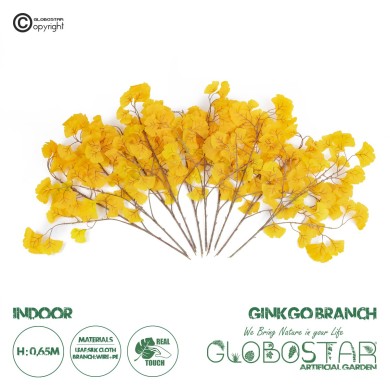 GloboStar® Artificial Garden GINKGO BRANCH 20229 10 x Τεχνητά Διακοσμητικά Κλαδία Γκίγκο Π50 x Υ65cm