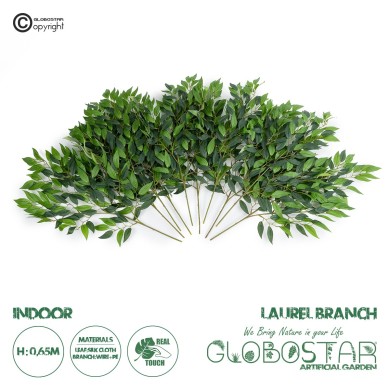 GloboStar® Artificial Garden LAUREL BRANCH 20231 10 x Τεχνητά Διακοσμητικά Κλαδία Δάφνης Π50 x Υ65cm
