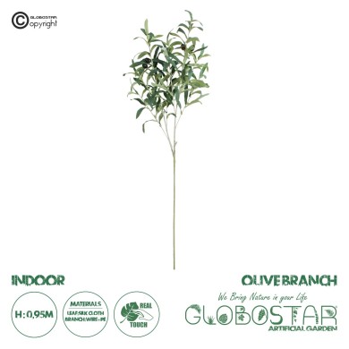 GloboStar® Artificial Garden OLIVE TREE BRANCH 20233 Τεχνητό Διακοσμητικό Κλαδί Ελιάς Π30 x Υ95cm