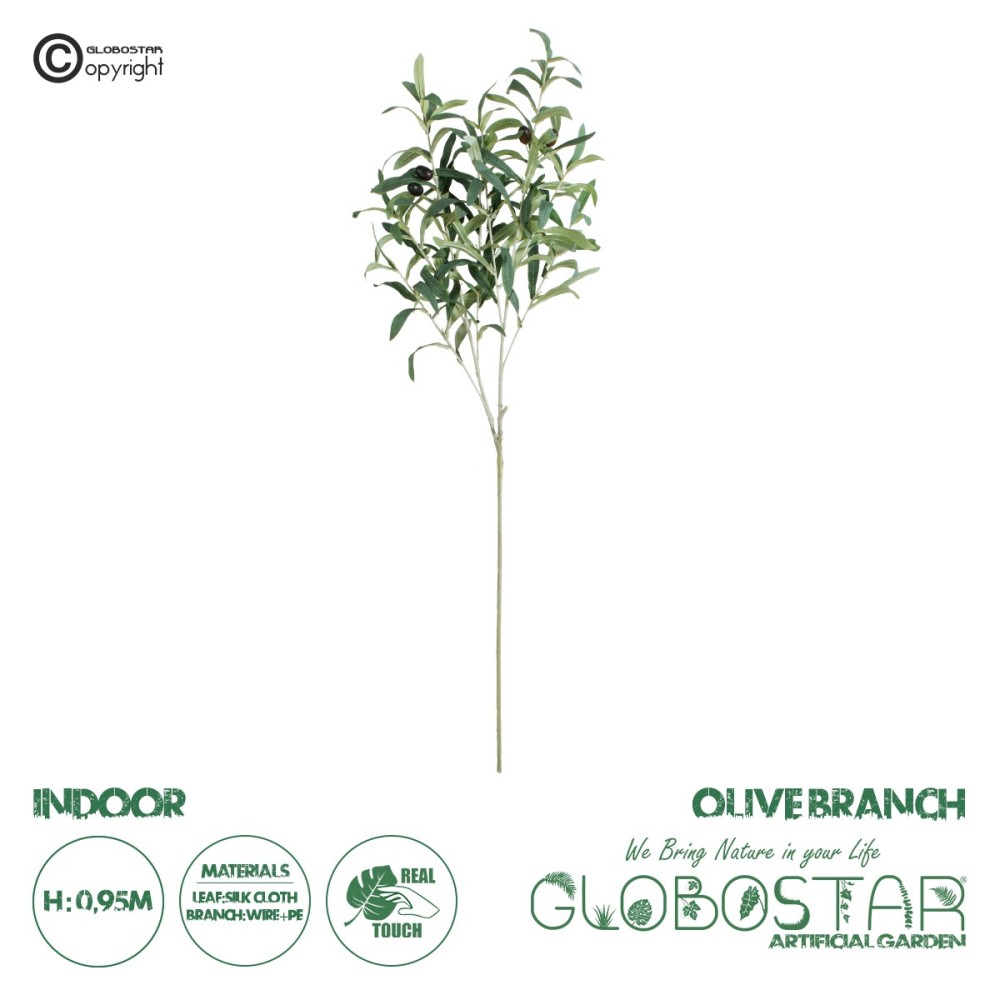 GloboStar® Artificial Garden OLIVE TREE BRANCH 20233 Τεχνητό Διακοσμητικό Κλαδί Ελιάς Π30 x Υ95cm