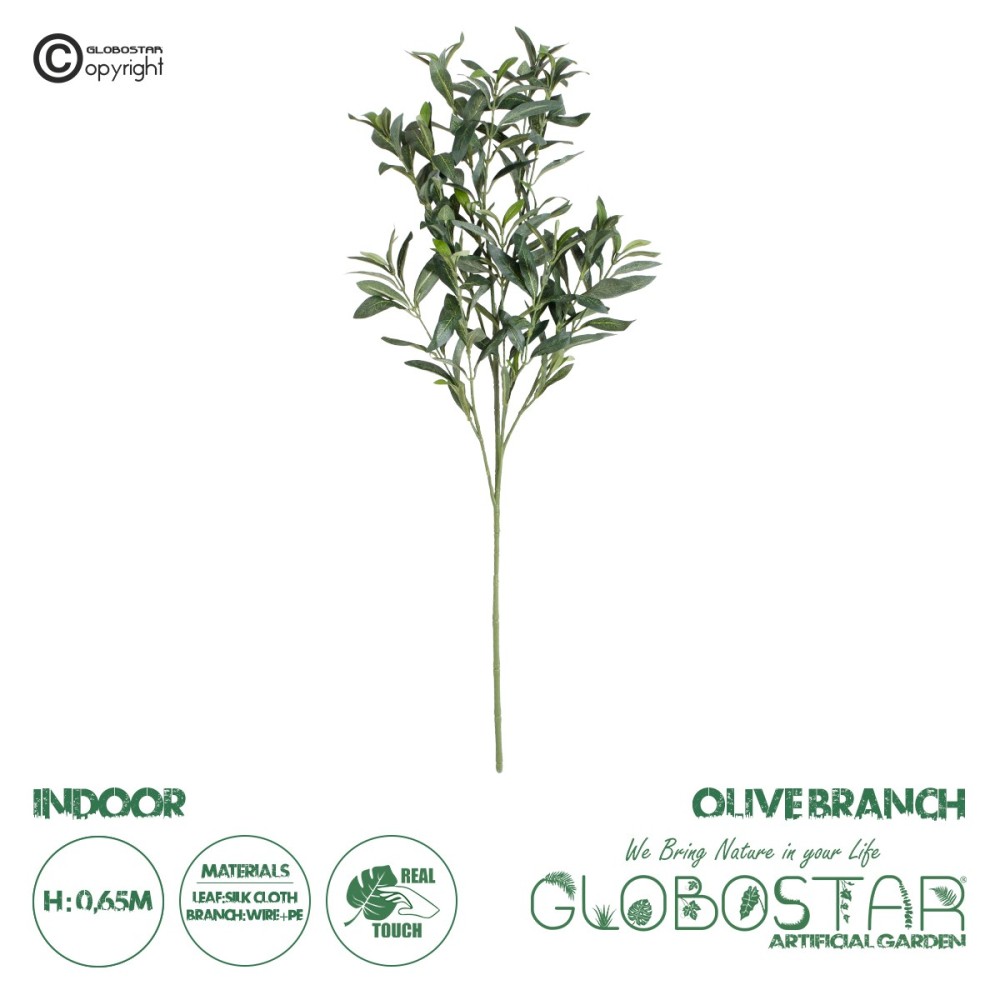 GloboStar® Artificial Garden OLIVE TREE BRANCH 20234 Τεχνητό Διακοσμητικό Κλαδί Ελιάς Π30 x Υ65cm