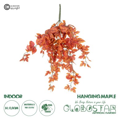 GloboStar® Artificial Garden MAPLE HANGING BRANCH 20243 Τεχνητό Διακοσμητικό Κρεμαστό Φυτό Σφένδαμος Υ80cm