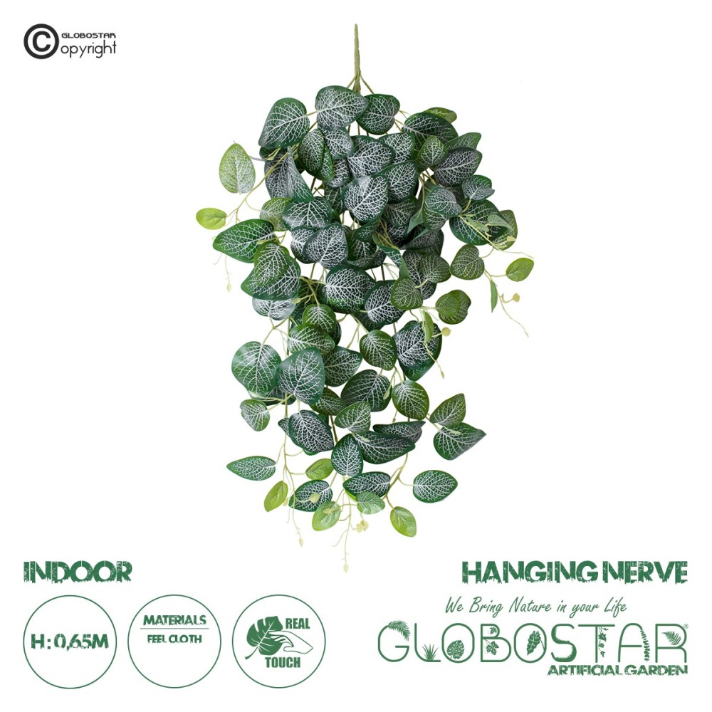 GloboStar® Artificial Garden NERVE HANGING BRANCH 20250 Τεχνητό Διακοσμητικό Κρεμαστό Φυτό Φιτόνια Άμπελος Υ65cm