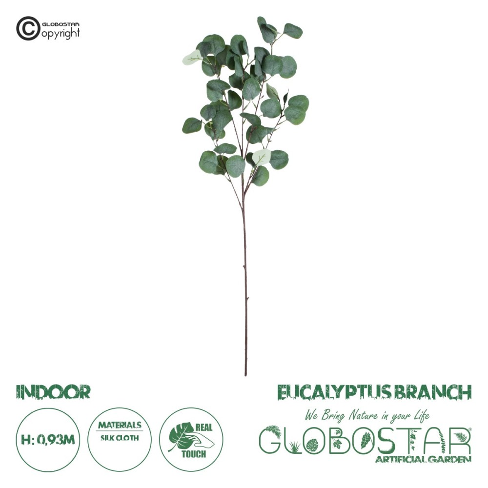 GloboStar® Artificial Garden EUCALYPTUS BRANCH 20258 Τεχνητό Διακοσμητικό Κλαδί Ευκάλυπτου Π27 x Υ93cm