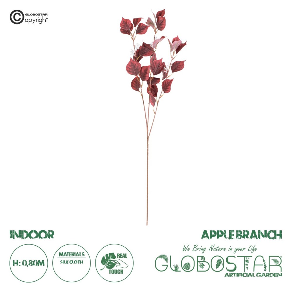 GloboStar® Artificial Garden APPLE BRANCH 20262 Τεχνητό Διακοσμητικό Κλαδί Μηλιάς Π25 x Υ80cm