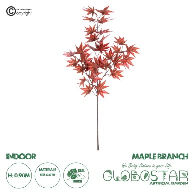 GloboStar® Artificial Garden MAPLE BRANCH 20263 Τεχνητό Διακοσμητικό Κλαδί Σφένδαμου Π25 x Υ90cm