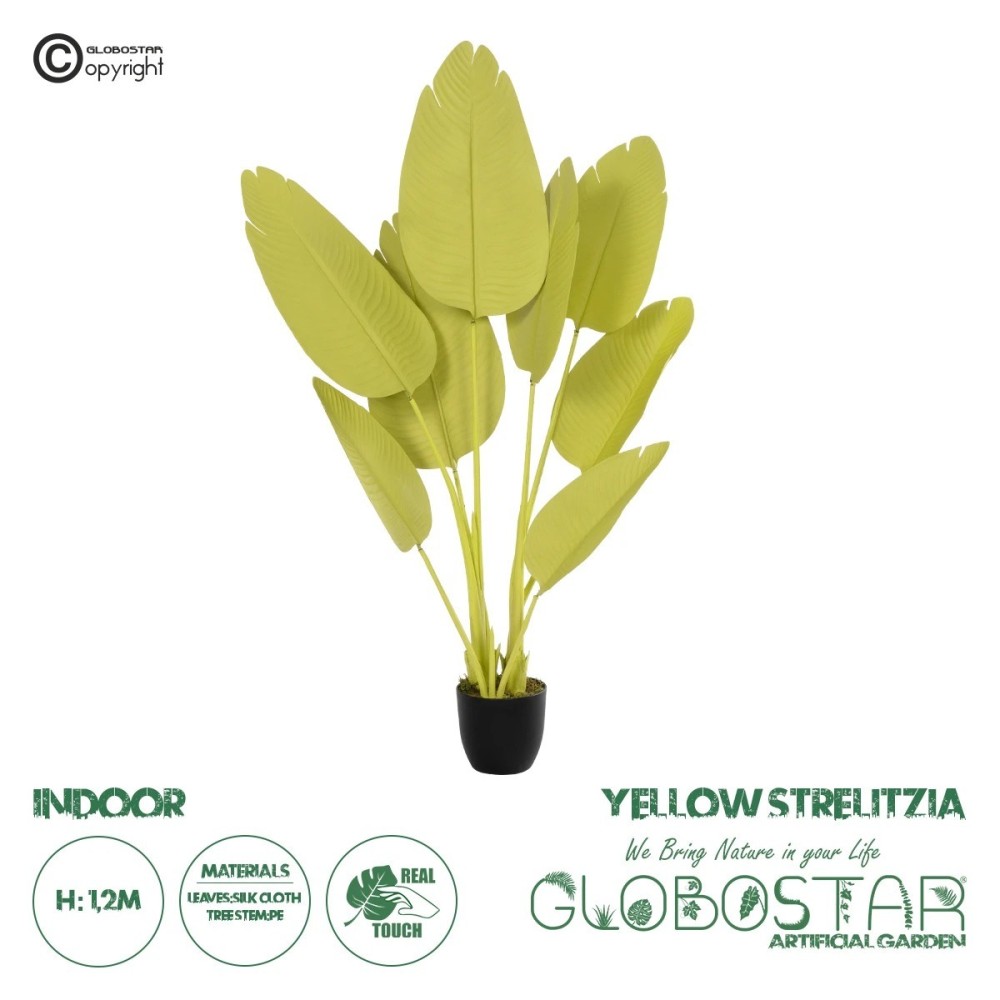 GloboStar® Artificial Garden YELLOW STRELITZIA 20367 Τεχνητό Διακοσμητικό Φυτό Κίτρινη Στερλίτσια Υ120cm