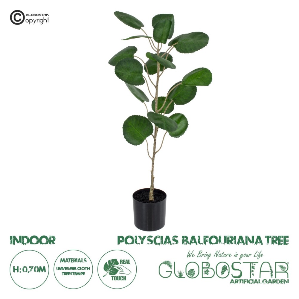 GloboStar® Artificial Garden POLYSCIAS BALFOURIANA TREE 20373 Τεχνητό Διακοσμητικό Φυτό Πολυσκιά Υ70cm