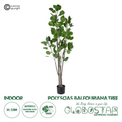 GloboStar® Artificial Garden POLYSCIAS BALFOURIANA TREE 20375 Τεχνητό Διακοσμητικό Φυτό Πολυσκιά Υ180cm