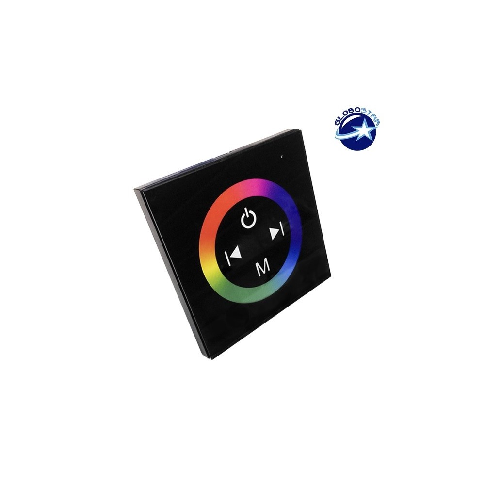 LED RGB Controller Μαύρο Τοίχου Αφής 12v (144w) - 24v (288w) DC GloboStar 77409