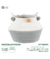 GloboStar® Artificial Garden KYTHNOS 20312 Διακοσμητικό Πλεκτό Καλάθι - Κασπώ Γλάστρα - Flower Pot Γκρι με Λευκό Φ20cm x Υ18cm