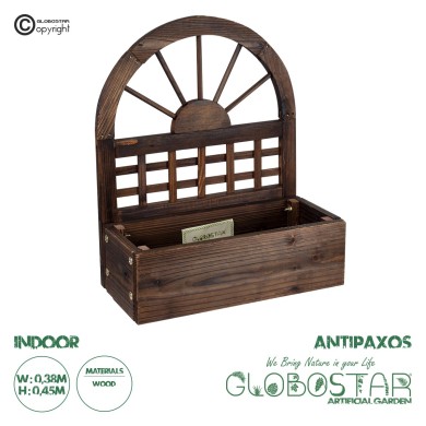 GloboStar® Artificial Garden ANTIPAXOS 20476 Επιτοίχιο Ξύλινο Κασπώ Γλάστρα - Flower Pot Καφέ Φ38cm x Υ45cm