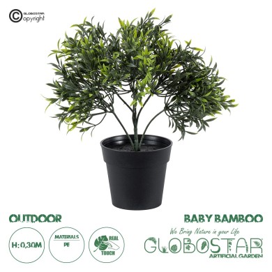 GloboStar® Artificial Garden BABY BAMBOO 20391 Τεχνητό Διακοσμητικό Φυτό Μικρό Μπαμπού Υ30cm
