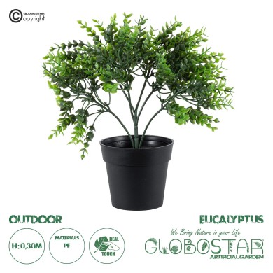 GloboStar® Artificial Garden EUCALYPTUS 20392 Τεχνητό Διακοσμητικό Φυτό Ευκάλυπτος Υ30cm