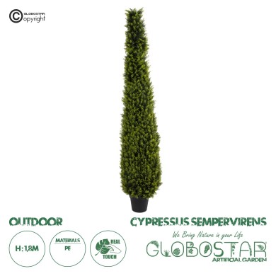 GloboStar® Artificial Garden CYPRESSUS SEMPERVIRENS 20396 Τεχνητό Διακοσμητικό Φυτό Μεσογειακό Κυπαρίσσι Υ180cm