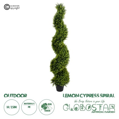GloboStar® Artificial Garden LEMON CYPRESS SPIRAL 20408 Τεχνητό Διακοσμητικό Φυτό Λεμονόκυπάρισσο Υ150cm