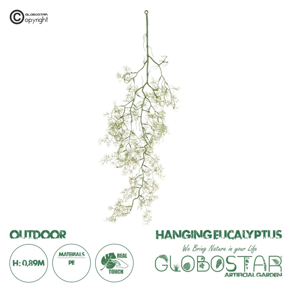 GloboStar® Artificial Garden EUCALYPTUS HANGING BRANCH 20409 Τεχνητό Διακοσμητικό Κρεμαστό Φυτό Ευκάλυπτος Υ89cm