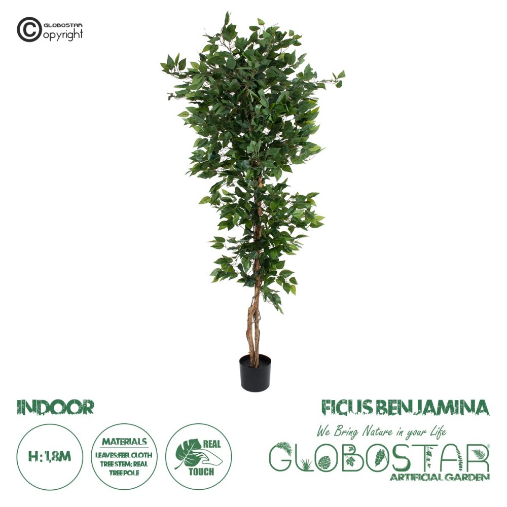 GloboStar® Artificial Garden FICUS BENJAMINA TREE 20416 Τεχνητό Διακοσμητικό Φυτό Φίκος Μπενζαμίνη Υ180cm
