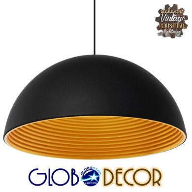 GLOBOSTAR® MEDEA 01344 Μοντέρνο Κρεμαστό Φωτιστικό Οροφής με Ντουί 1 x E27 AC 220-240V IP20 - Μαύρο & Χρυσό - Μ60 x Π60 x Υ30cm