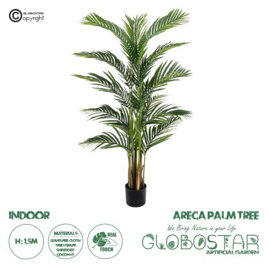 GloboStar® Artificial Garden ARECA PALM TREE 20419 - Τεχνητό Διακοσμητικό Φυτό Φοινικόδεντρο Αρέκα Υ150cm