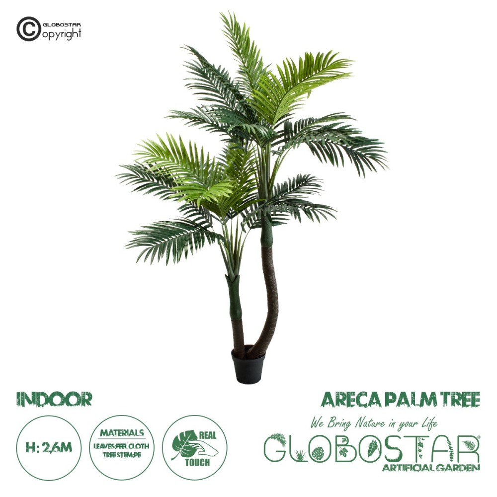 GloboStar® Artificial Garden ARECA PALM TREE 20421 - Τεχνητό Διακοσμητικό Φυτό Φοινικόδεντρο Αρέκα Υ260cm