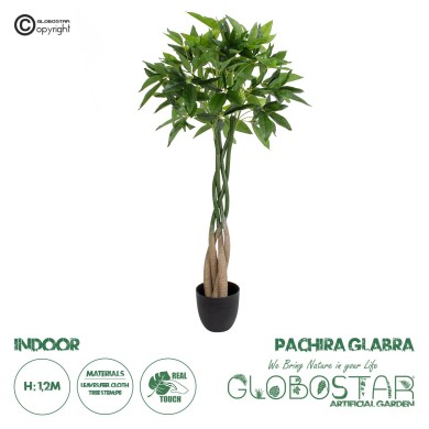 GloboStar® Artificial Garden PACHIRA GLABRA 20426 Τεχνητό Διακοσμητικό Φυτό Παχίρα της Τύχης Υ120cm