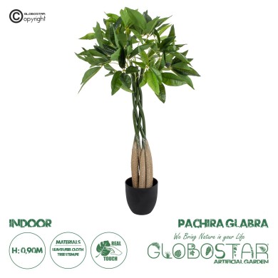 GloboStar® Artificial Garden PACHIRA GLABRA 20427 Τεχνητό Διακοσμητικό Φυτό Παχίρα της Τύχης Υ90cm