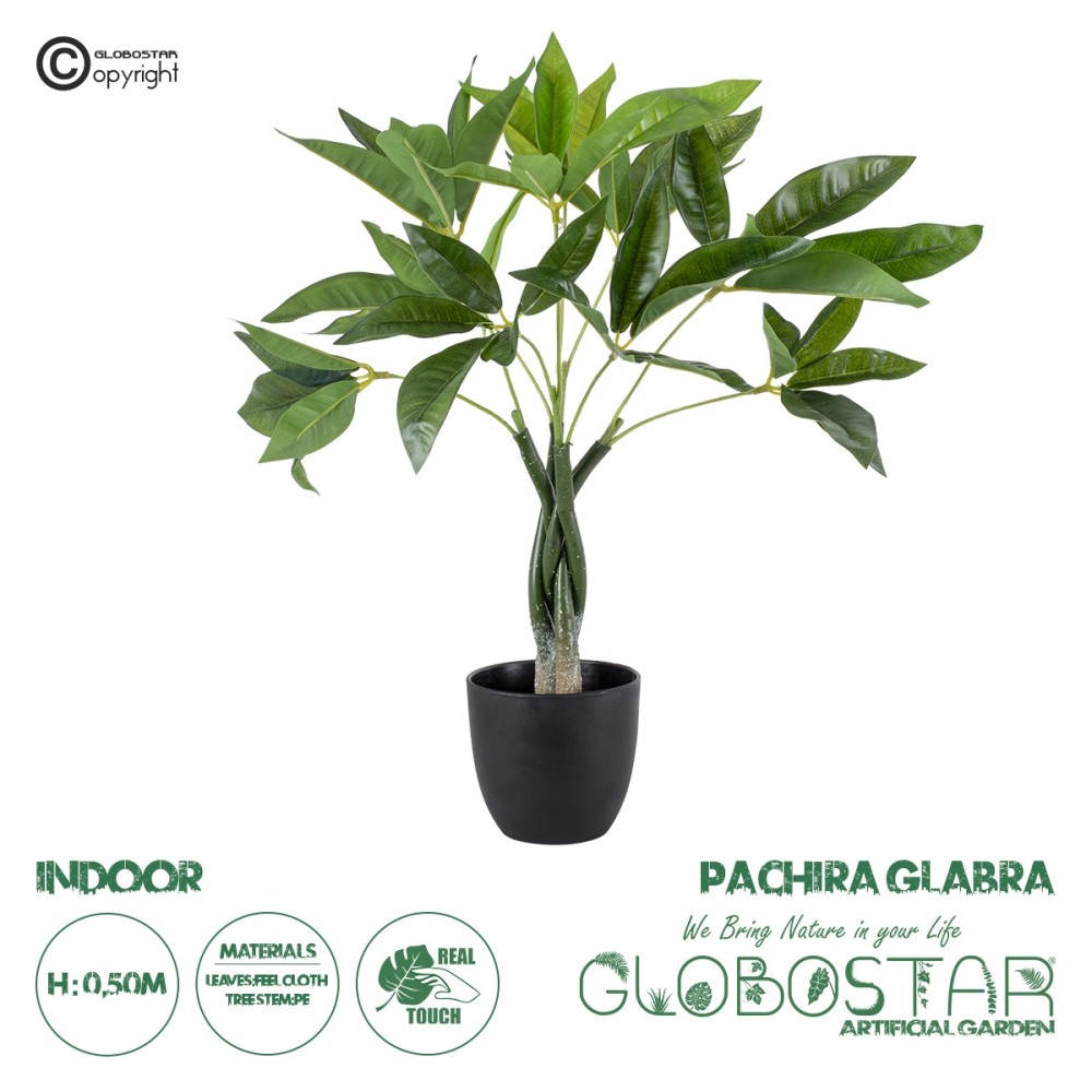 GloboStar® Artificial Garden PACHIRA GLABRA 20428 Τεχνητό Διακοσμητικό Φυτό Παχίρα της Τύχης Υ50cm