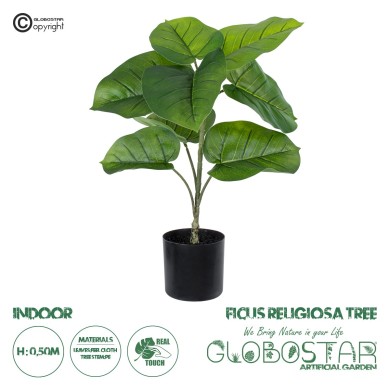 GloboStar® Artificial Garden FICUS RELIGIOSA TREE 20376 Τεχνητό Διακοσμητικό Φυτό Ιερή Συκή Υ50cm