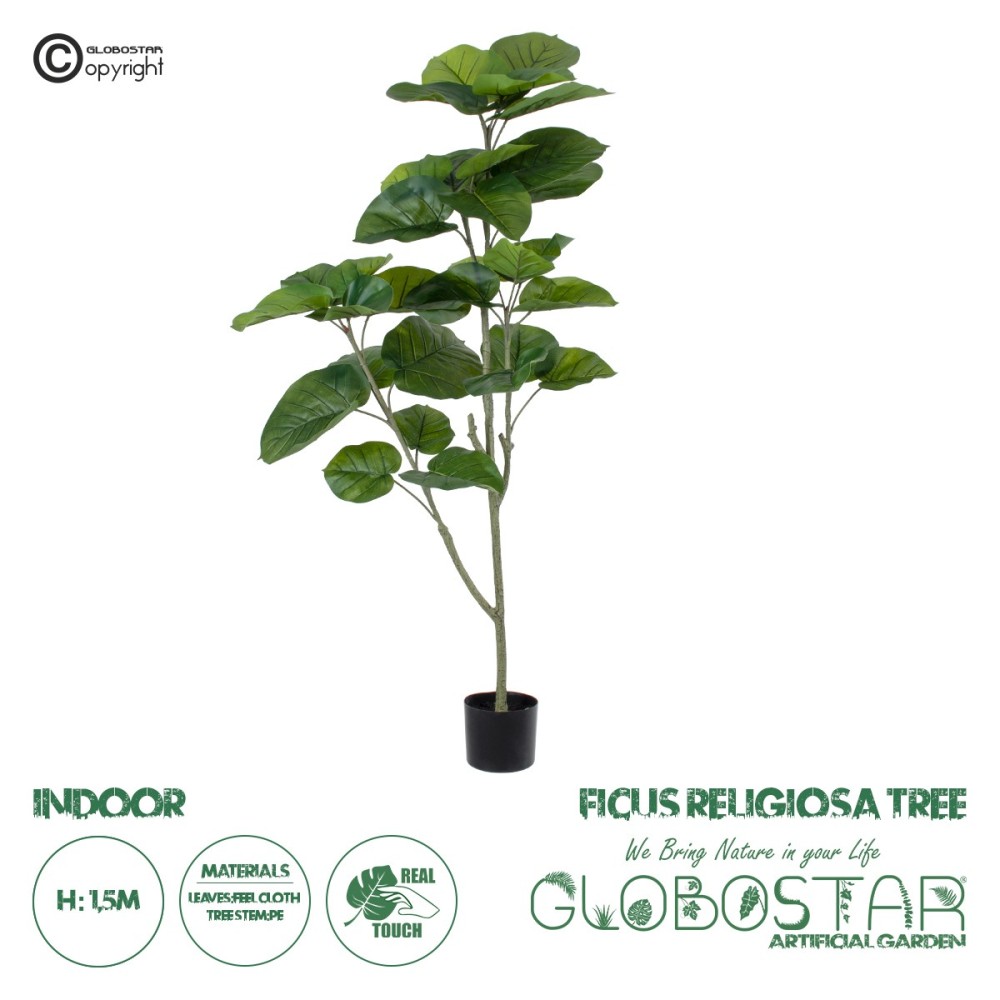 GloboStar® Artificial Garden FICUS RELIGIOSA TREE 20378 Τεχνητό Διακοσμητικό Φυτό Ιερή Συκή Υ150cm