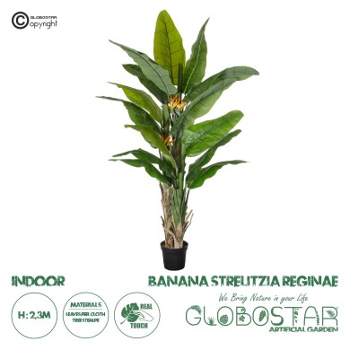 GloboStar® Artificial Garden BANANA STRELITZIA REGINAE 20381 - Τεχνητό Διακοσμητικό Φυτό  Μπανανιά - Στρελίτσια - Πουλί του Παραδείσου Υ230cm