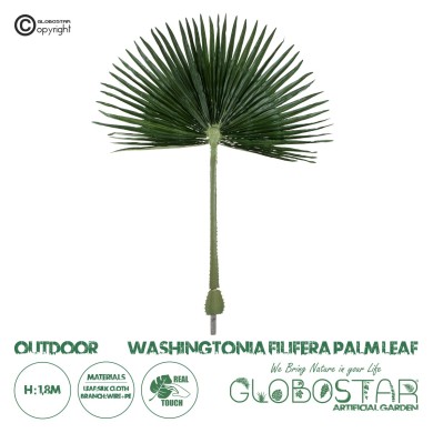 GloboStar® Artificial Garden WASHINGTONIA FILIFERA PALM LEAF 20170 Τεχνητό Διακοσμητικό Φύλο Φοινικόδεντρου Βεντάλια Π135 x Υ180cm