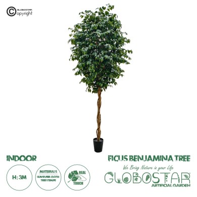 GloboStar® Artificial Garden FICUS BENJAMINA TREE 20432 Τεχνητό Διακοσμητικό Φυτό Φίκος Μπενζαμίνη Υ300cm