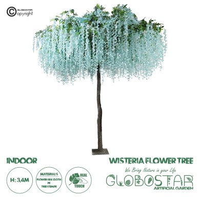 GloboStar® Artificial Garden WISTERIA FLOWER TREE 20433 Τεχνητό Διακοσμητικό Δέντρο Βιστερία Υ340cm